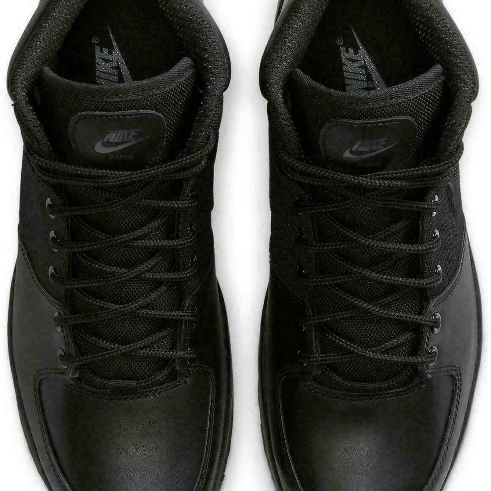 Nike Manoa Water Resistant Leather Boots Triple Black 456975-001 Mens - Picture 3 of 7